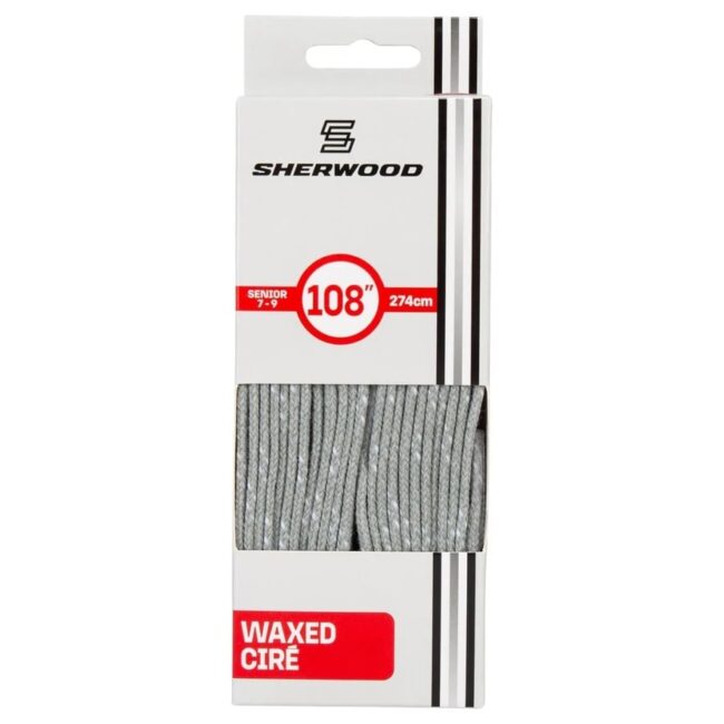 Sherwood Waxed Hockey Laces Gray/White
