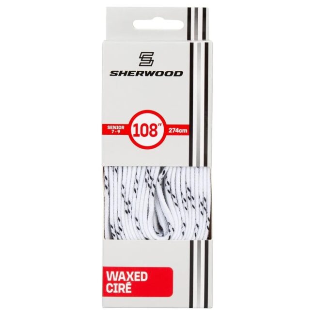 Sherwood Waxed Hockey Laces White/Black